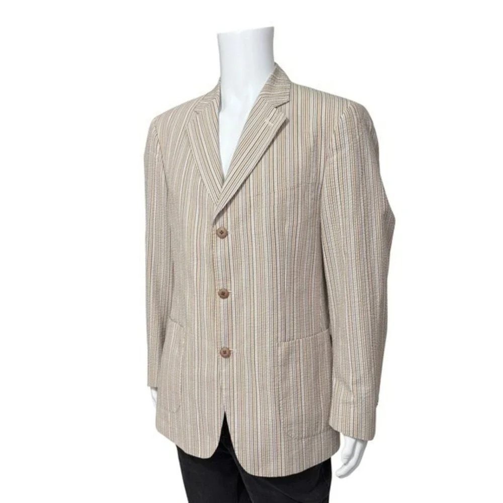 Johnston Murphy Mens Striped‎ Seersucker Blazer Jacket Size M